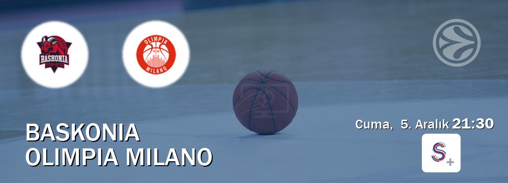Karşılaşma Baskonia - Olimpia Milano S Sport +'den canlı yayınlanacak (Cuma,  5. Aralık  21:30).