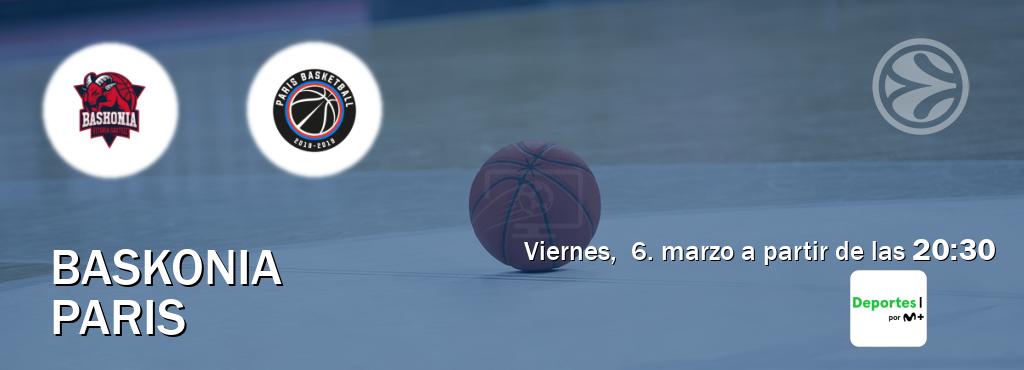 El partido entre Baskonia y Paris será retransmitido por Movistar Deportes (viernes,  6. marzo a partir de las  20:30).