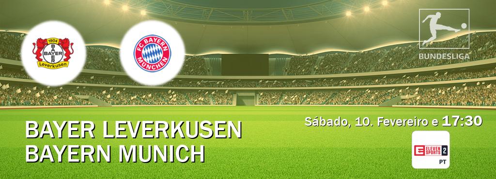 Jogo entre Bayer Leverkusen e Bayern Munich tem emissão Eleven Sports 2 (Sábado, 10. Fevereiro e  17:30).