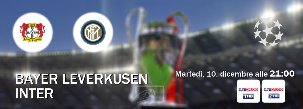 Il match Bayer Leverkusen - Inter sarà trasmesso in diretta TV su Sky Sport e Sky Calcio 2 (ore 21:00)