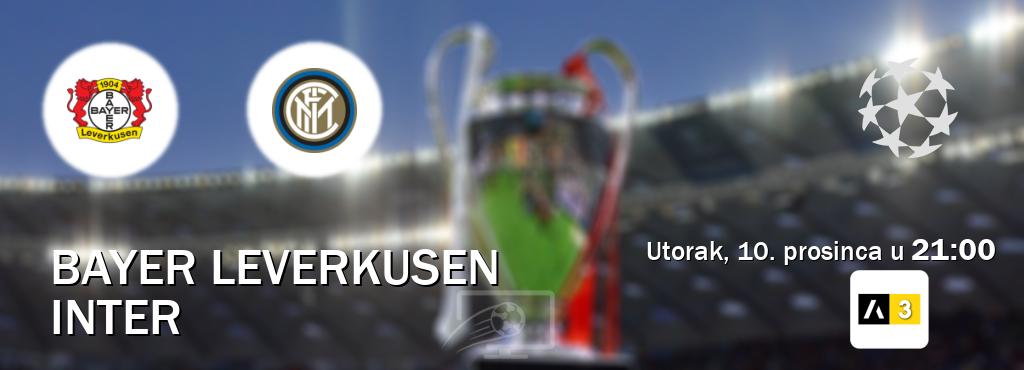 Izravni prijenos utakmice Bayer Leverkusen i Inter pratite uživo na Arena Sport 3 (utorak, 10. prosinca u  21:00).