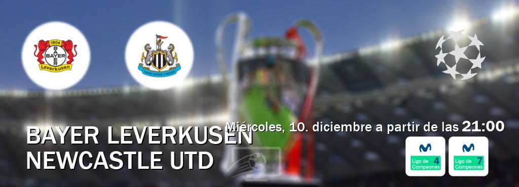 El partido entre Bayer Leverkusen y Newcastle Utd será retransmitido por Movistar Liga de Campeones 4 y Movistar Liga de Campeones 7 (miércoles, 10. diciembre a partir de las  21:00).