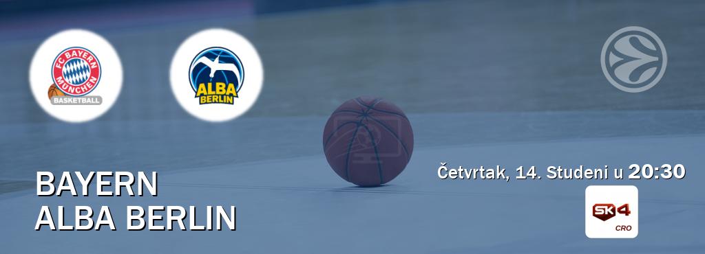 Izravni prijenos utakmice Bayern i Alba Berlin pratite uživo na Sportklub 4 (Četvrtak, 14. Studeni u  20:30).