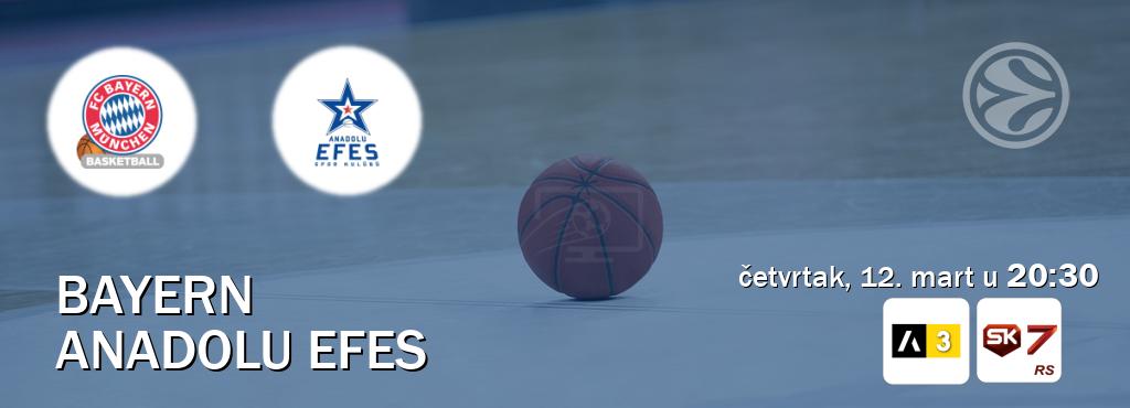 Izravni prijenos utakmice Bayern i Anadolu Efes pratite uživo na Arena Sport 3 i Sportklub 7 (četvrtak, 12. mart u  20:30).
