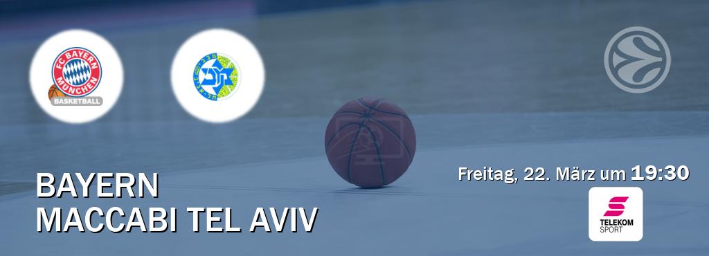 Das Spiel zwischen Bayern und Maccabi Tel Aviv wird am Freitag, 22. März um  19:30, live vom Magenta Sport übertragen.