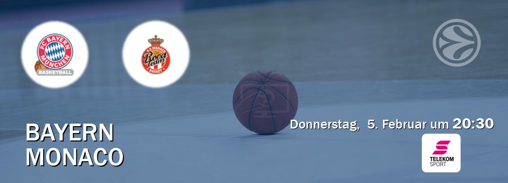 Das Spiel zwischen Bayern und Monaco wird am Donnerstag,  5. Februar um  20:30, live vom Magenta Sport übertragen.