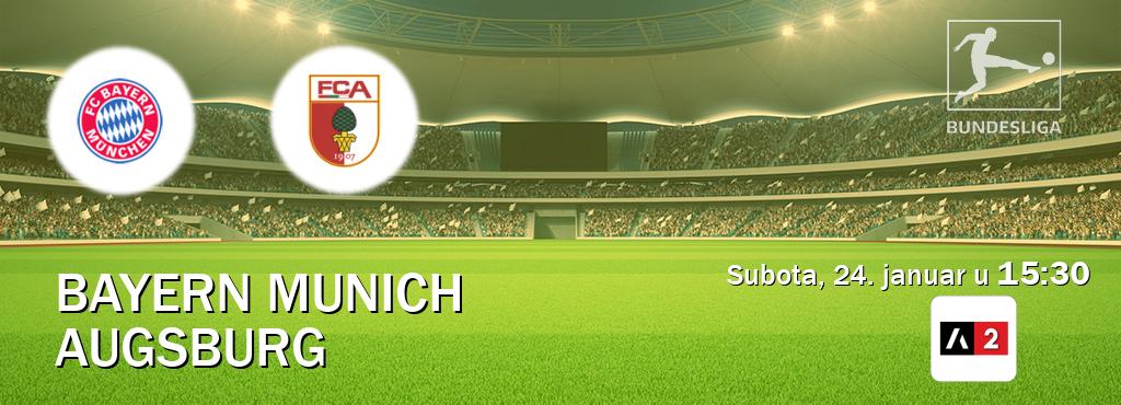 Izravni prijenos utakmice Bayern Munich i Augsburg pratite uživo na Arena Sport 2 (subota, 24. januar u 15:30). Izravni prijenos utakmice Bayern Munich i Augsburg pratite uživo na Arena Sport 2 (subota, 24. januar u 15:30).