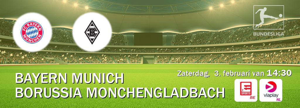Wedstrijd tussen Bayern Munich en Borussia Monchengladbach live op tv bij Eleven Sports 2, Viaplay Nederland (zaterdag,  3. februari van  14:30).