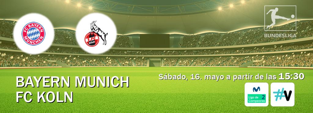 El partido entre Bayern Munich y FC Koln será retransmitido por Movistar Liga de Campeones 2 y M+ Vamos (sábado, 16. mayo a partir de las 15:30). El partido entre Bayern Munich y FC Koln será retransmitido por Movistar Liga de Campeones 2 y M+ Vamos (sábado, 16. mayo a partir de las 15:30).