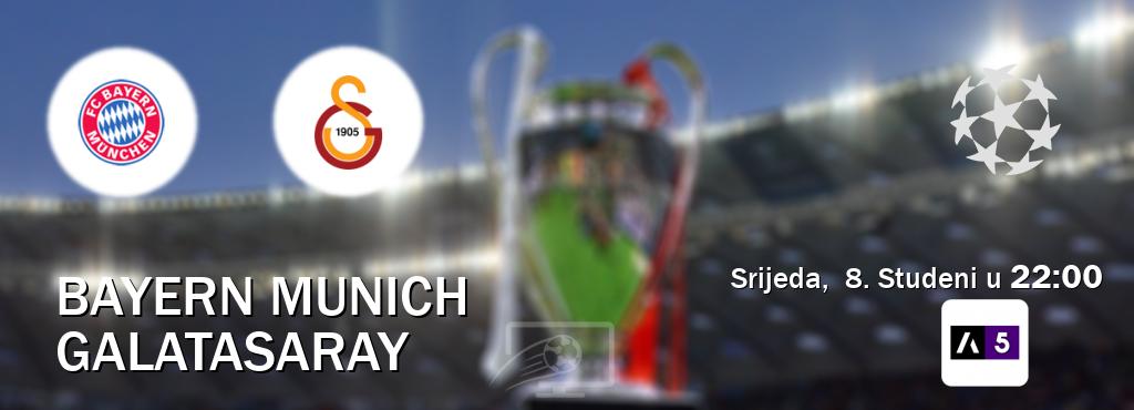 Izravni prijenos utakmice Bayern Munich i Galatasaray pratite uživo na Arena Sport 5 (Srijeda,  8. Studeni u  22:00).