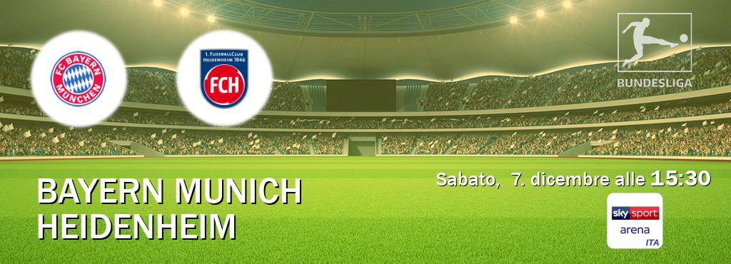 Il match Bayern Munich - Heidenheim sarà trasmesso in diretta TV su Sky Sport Arena (ore 15:30)