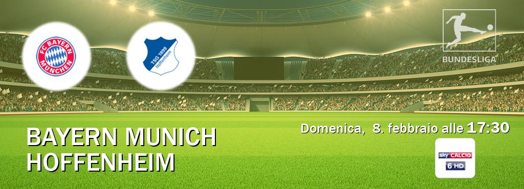 Il match Bayern Munich - Hoffenheim sarà trasmesso in diretta TV su Sky Sport 256 (ore 17:30)