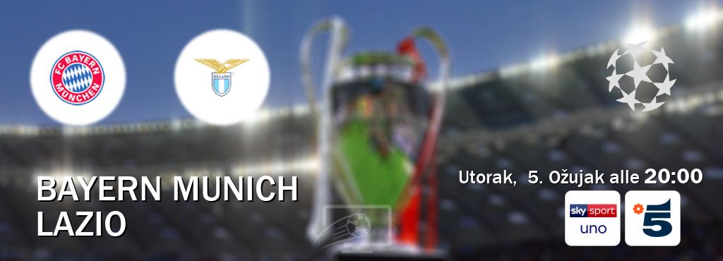 Il match Bayern Munich - Lazio sarà trasmesso in diretta TV su Sky Sport Uno e Canale5 (ore 20:00)