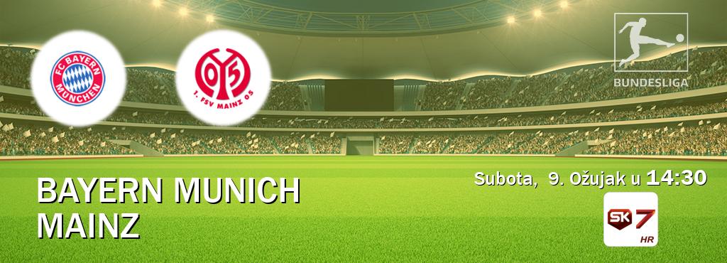 Izravni prijenos utakmice Bayern Munich i Mainz pratite uživo na Sportklub 7 (Subota,  9. Ožujak u  14:30).