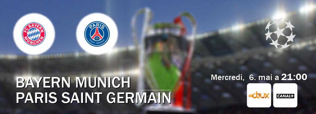 Match entre Bayern Munich et Paris Saint Germain en direct à la RTS 2 et Canal+ (mercredi,  6. mai a  21:00).