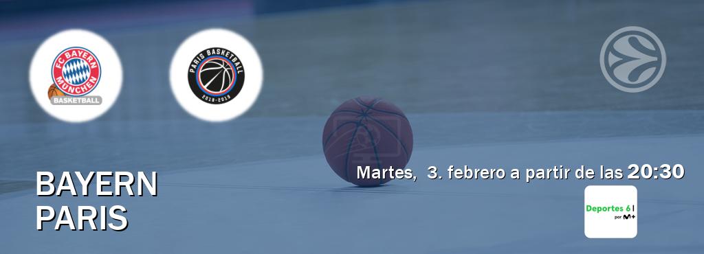 El partido entre Bayern y Paris será retransmitido por Movistar Deportes 6 (martes,  3. febrero a partir de las  20:30).