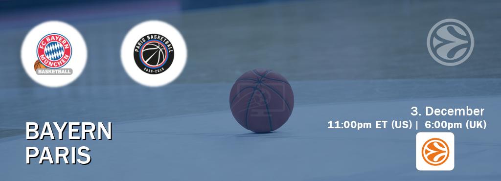 You can watch game live between Bayern and Paris on EuroLeague TV. You can watch game live between Bayern and Paris on EuroLeague TV.