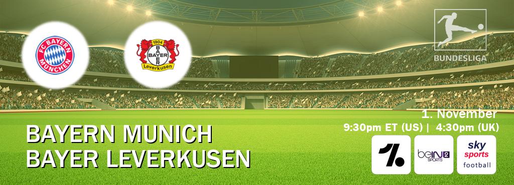You can watch game live between Bayern Munich and Bayer Leverkusen on OneFootball, beIN SPORTS 2(AU), Sky Sports Football(UK). You can watch game live between Bayern Munich and Bayer Leverkusen on OneFootball, beIN SPORTS 2(AU), Sky Sports Football(UK).