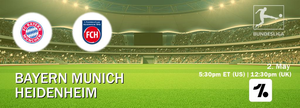 You can watch game live between Bayern Munich and Heidenheim on OneFootball.