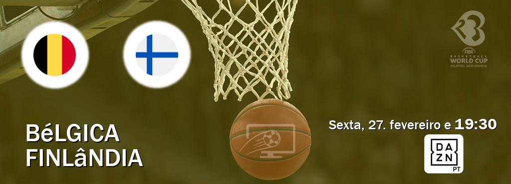 Jogo entre Bélgica e Finlândia tem emissão DAZN (sexta, 27. fevereiro e  19:30).