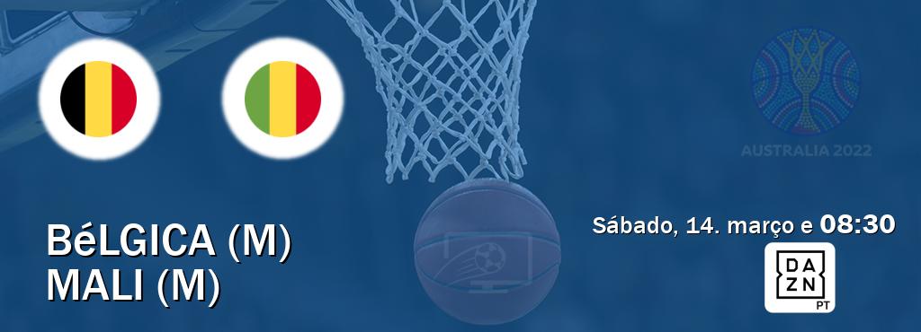 Jogo entre Bélgica (M) e Mali (M) tem emissão DAZN (sábado, 14. março e  08:30).