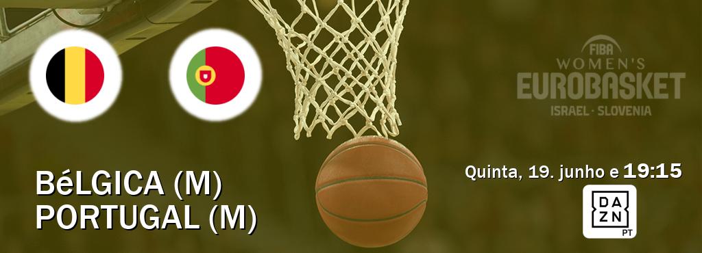 Jogo entre Bélgica (M) e Portugal (M) tem emissão DAZN (quinta, 19. junho e  19:15).