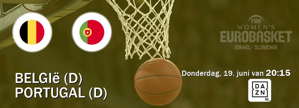 Wedstrijd tussen België (D) en Portugal (D) live op tv bij DAZN (donderdag, 19. juni van  20:15).