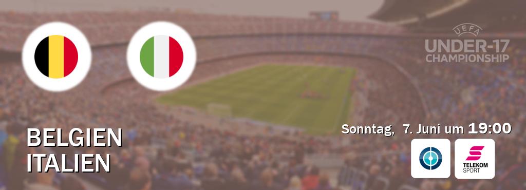 Das Spiel zwischen Belgien U17 und Italien U17 wird am Sonntag,  7. Juni um  19:00, live vom Sportdigital FUSSBALL und Magenta Sport übertragen.
