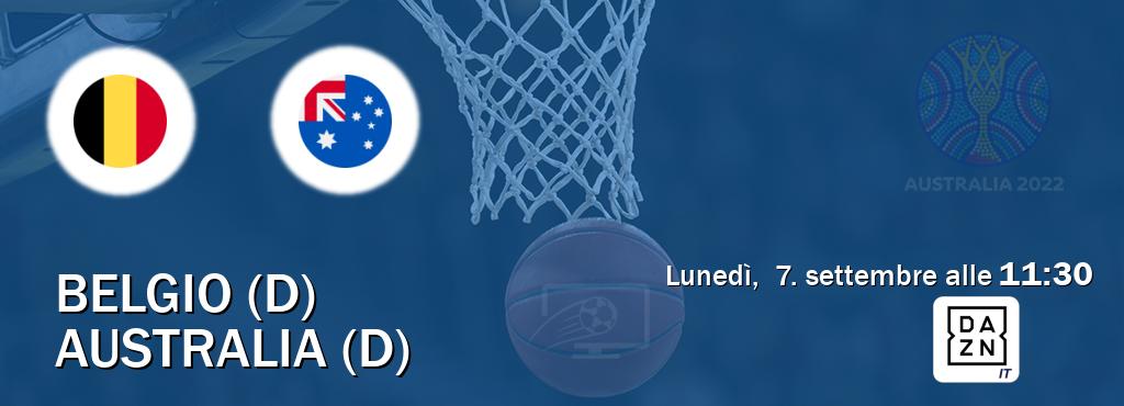Il match Belgio (D) - Australia (D) sarà trasmesso in diretta TV su DAZN Italia (ore 11:30)