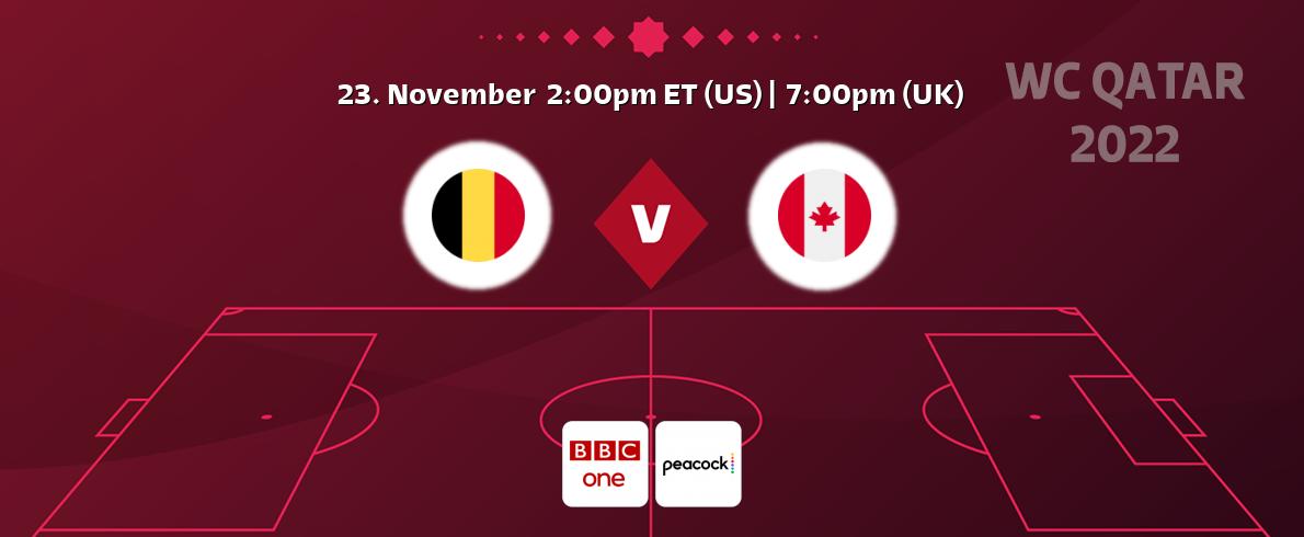 You can watch game live between Belgium and Canada on BBC One and Peacock.
