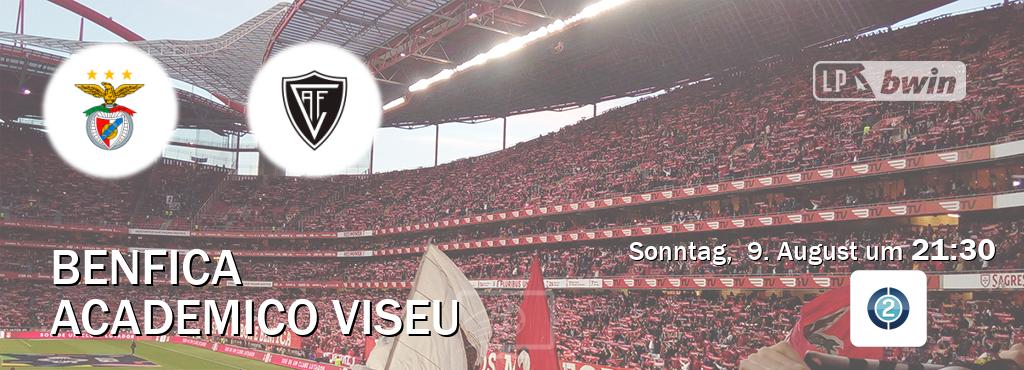 Das Spiel zwischen Benfica und Academico Viseu wird am Sonntag, 9. August um 21:30, live vom Sportdigital FUSSBALL 2 übertragen. Das Spiel zwischen Benfica und Academico Viseu wird am Sonntag, 9. August um 21:30, live vom Sportdigital FUSSBALL 2 übertragen.