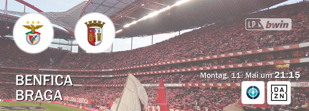 Das Spiel zwischen Benfica und Braga wird am Montag, 11. Mai um  21:15, live vom Sportdigital FUSSBALL und DAZN übertragen.