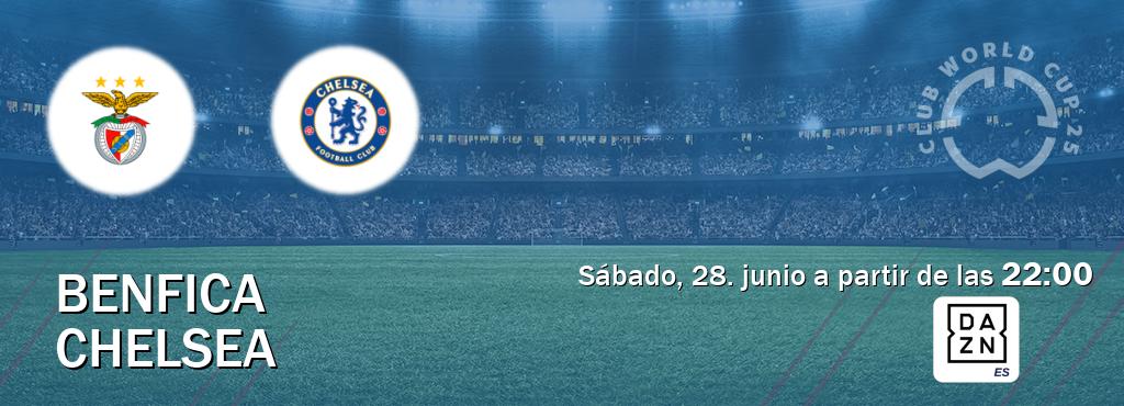 El partido entre Benfica y Chelsea será retransmitido por DAZN España (sábado, 28. junio a partir de las 22:00). El partido entre Benfica y Chelsea será retransmitido por DAZN España (sábado, 28. junio a partir de las 22:00).