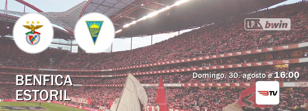 Jogo entre Benfica e Estoril tem emissão Benfica TV (domingo, 30. agosto e 16:00). Jogo entre Benfica e Estoril tem emissão Benfica TV (domingo, 30. agosto e 16:00).
