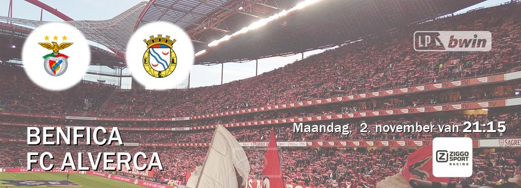 Wedstrijd tussen Benfica en FC Alverca live op tv bij Ziggo Sport 3 (maandag,  2. november van  21:15).