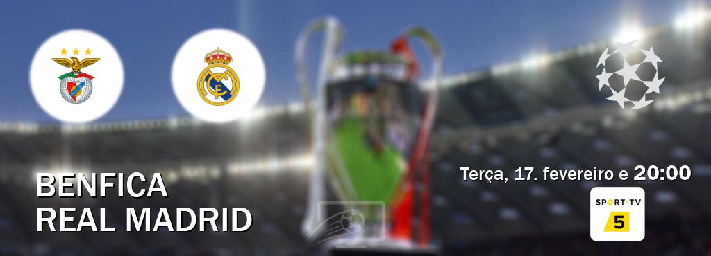 Jogo entre Benfica e Real Madrid tem emissão Sport TV 5 (terça, 17. fevereiro e  20:00).
