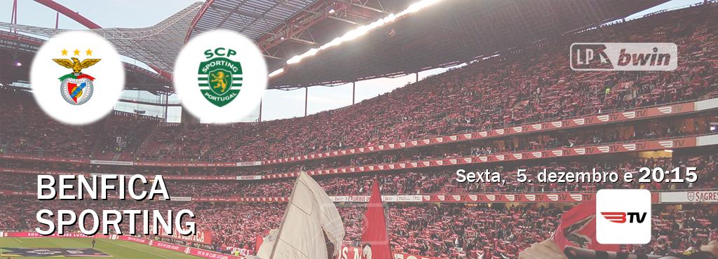 Jogo entre Benfica e Sporting tem emissão Benfica TV (sexta,  5. dezembro e  20:15).
