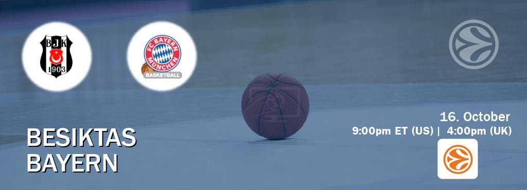 You can watch game live between Besiktas and Bayern on EuroLeague TV. You can watch game live between Besiktas and Bayern on EuroLeague TV.