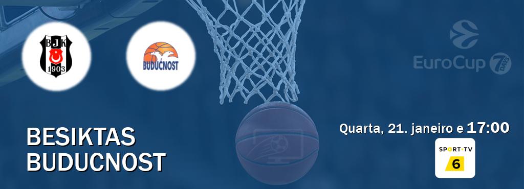 Jogo entre Besiktas e Buducnost tem emissão Sport TV 6 (quarta, 21. janeiro e  17:00).