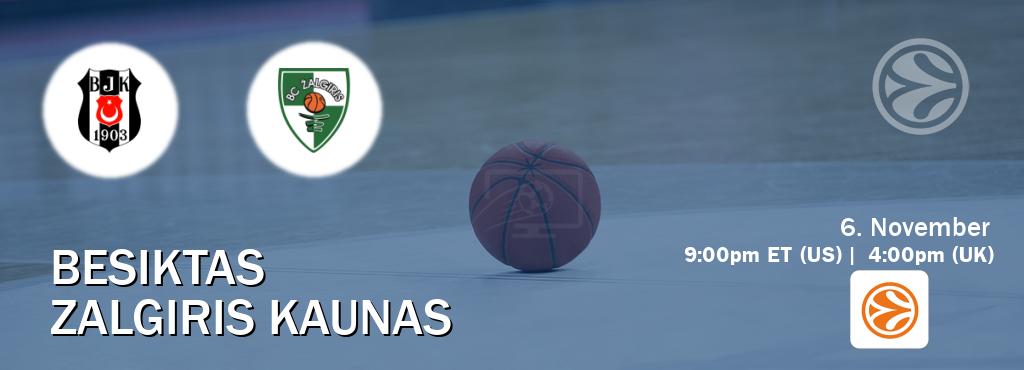 You can watch game live between Besiktas and Zalgiris Kaunas on EuroLeague TV. You can watch game live between Besiktas and Zalgiris Kaunas on EuroLeague TV.