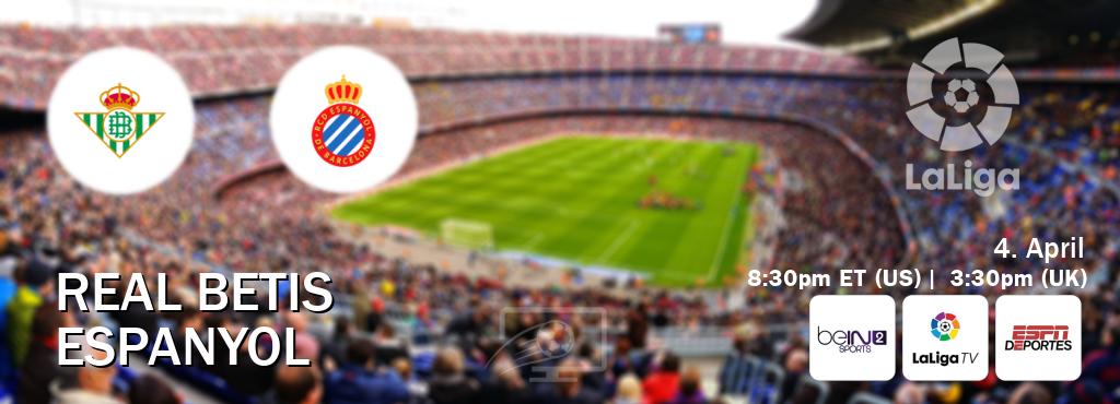 You can watch game live between Real Betis and Espanyol on beIN SPORTS 2(AU), LaLiga TV(UK), ESPN Deportes(US).