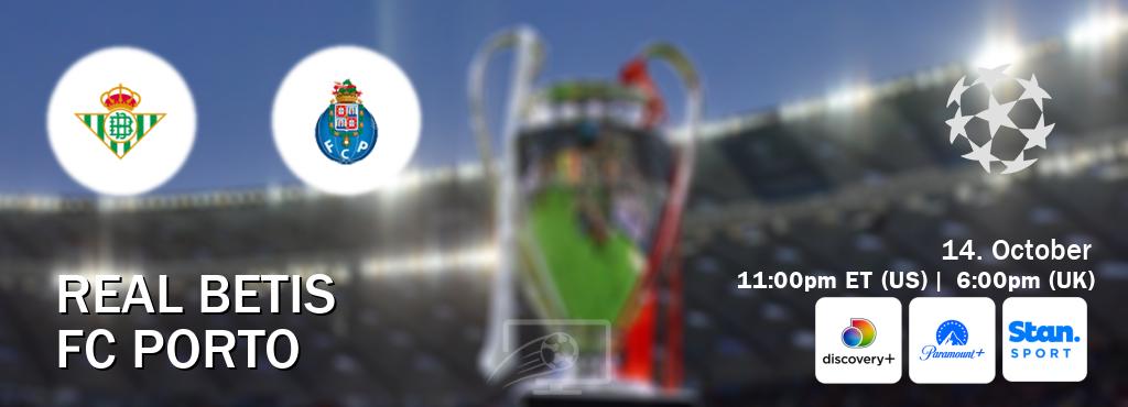 You can watch game live between Real Betis and FC Porto on Discovery +(UK), Paramount+(US), Stan Sport(AU).