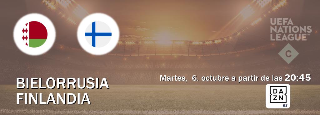 El partido entre Bielorrusia y Finlandia será retransmitido por DAZN España (martes, 6. octubre a partir de las 20:45). El partido entre Bielorrusia y Finlandia será retransmitido por DAZN España (martes, 6. octubre a partir de las 20:45).