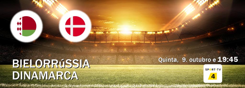 Jogo entre Bielorrússia e Dinamarca tem emissão Sport TV 4 (quinta, 9. outubro e 19:45). Jogo entre Bielorrússia e Dinamarca tem emissão Sport TV 4 (quinta, 9. outubro e 19:45).
