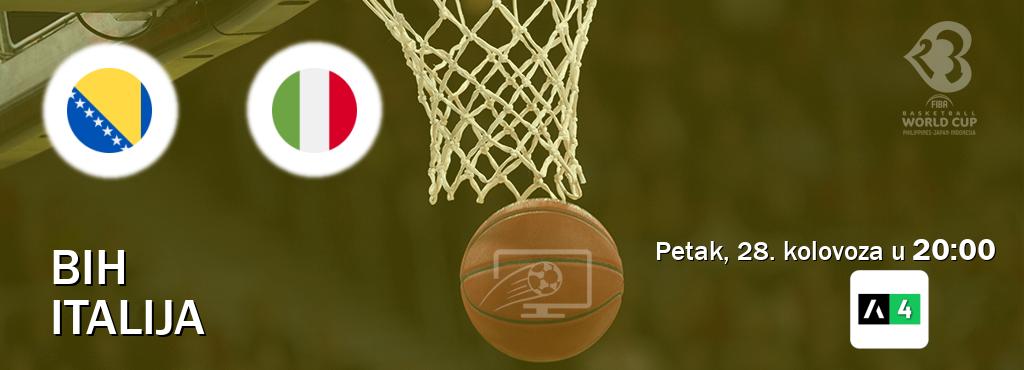 Izravni prijenos utakmice BiH i Italija pratite uživo na Arena Sport 4 (petak, 28. kolovoza u  20:00).