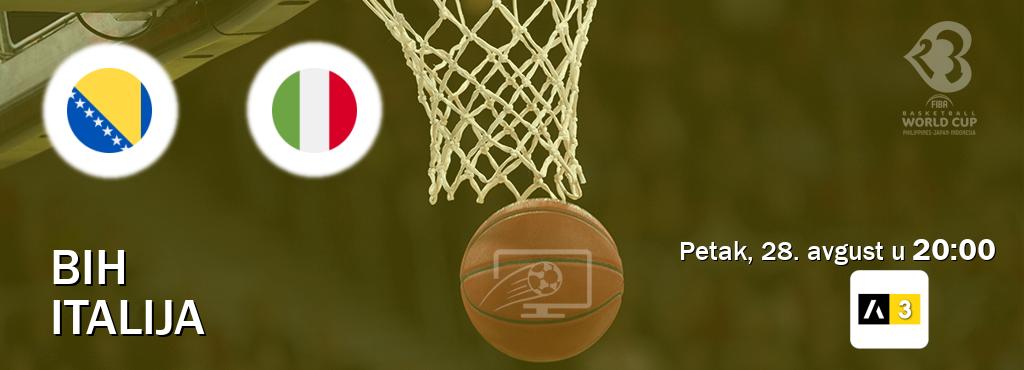 Izravni prijenos utakmice BiH i Italija pratite uživo na Arena Sport 3 (petak, 28. avgust u  20:00).