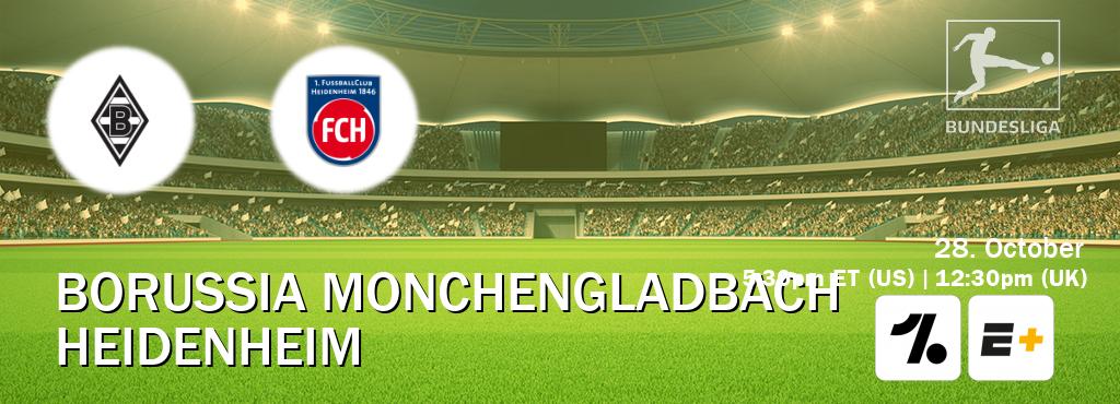 You can watch game live between Borussia Monchengladbach and Heidenheim on OneFootball and ESPN+(US).
