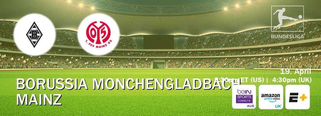 You can watch game live between Borussia Monchengladbach and Mainz on beIN Sports Connect(AU), Amazon Prime Video UK(UK), ESPN+(US).