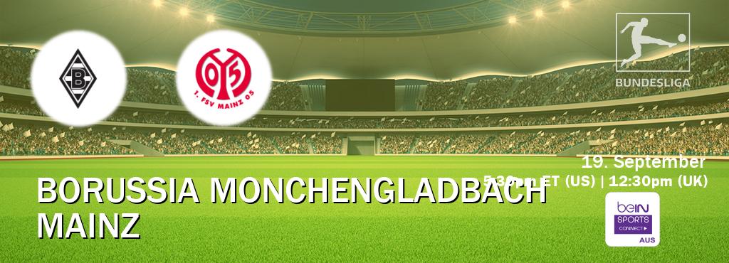 You can watch game live between Borussia Monchengladbach and Mainz on beIN Sports Connect(AU). You can watch game live between Borussia Monchengladbach and Mainz on beIN Sports Connect(AU).