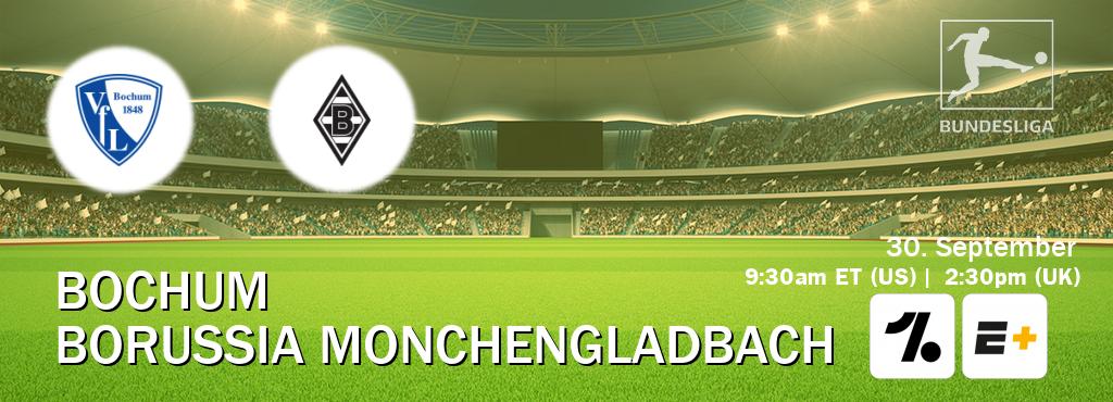 You can watch game live between Bochum and Borussia Monchengladbach on OneFootball and ESPN+(US).
